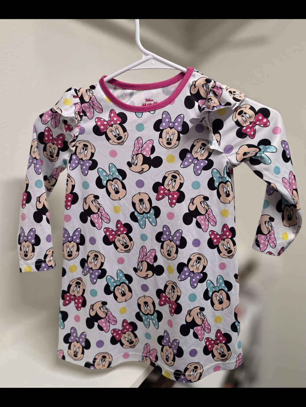 Disney Minnie Mouse Long Sleeve Pajama Top in Pink and Multicolor